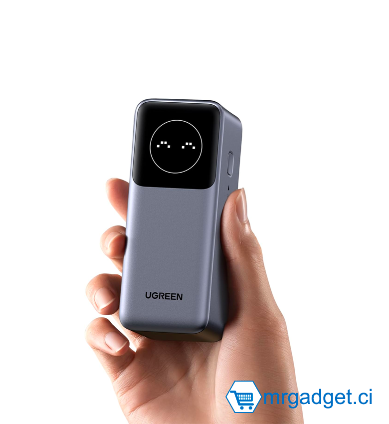 UGREEN Nexode Power Bank 12000mAh 100W PD PPS Chargeur portable rapide avec 1 port USB-C, 1 port USB-A et écran intelligent pour MacBook Air/iPad/iPhone 16/Galaxy S24/Steam Deck/Google ... - UGREEN PB724 35526B  #10180