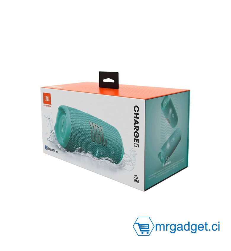 JBL Charge 5 – Enceinte Bluetooth Portable avec Powerbank Intégré, Étanche, 20h d'Autonomie – Bleu Turquoise