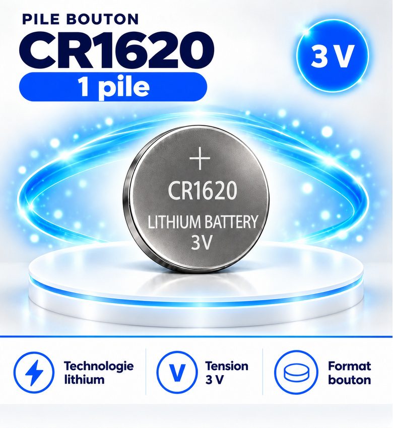Pile CR1620 - 1 – Pile bouton lithium 3V pour clé de voiture et montre