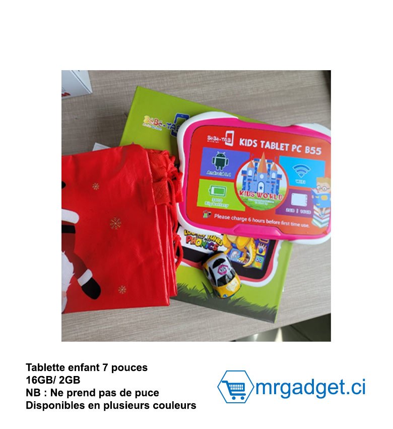 Kids Tablet PC B55 -  Tablette Éducative - Tablette enfant 7 pouces  16GB/2GB , NB ; Ne prend pas de SIM - Couleurs mix