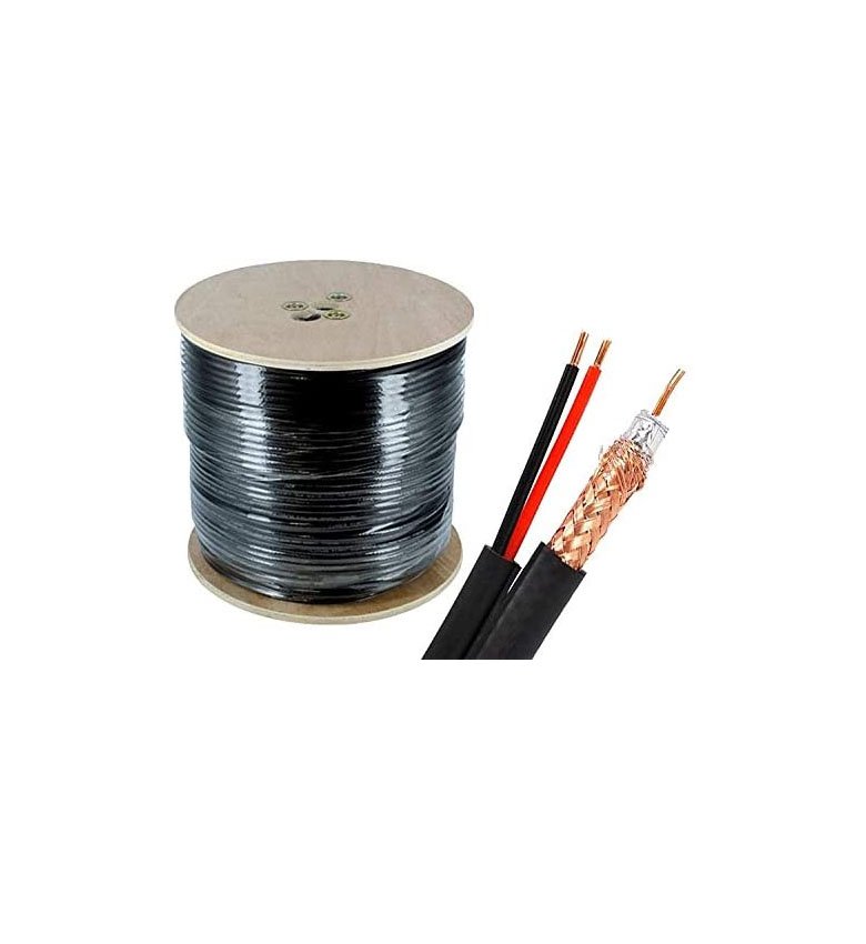 TOPSAT - Câble Coaxial Cuivre Massif RG59+2C pour Caméra CCTV - Longueur 100m
