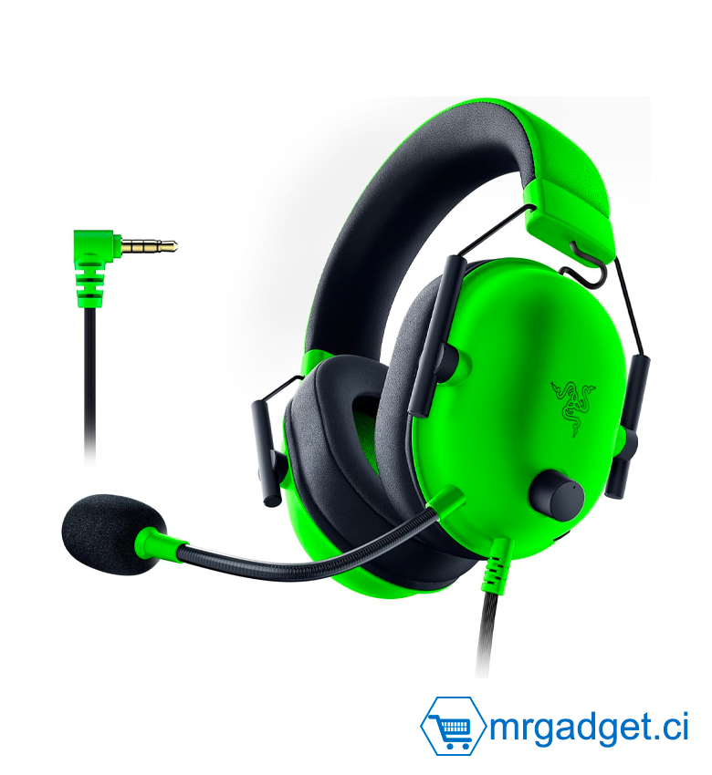 Razer BlackShark V2 X - Casque Gaming Esports Multiplateforme (Haut-parleurs TriForce de 50mm, Annulation Passive du Bruit Avancée, Son 7.1 Surround, Microphone Cardioïde) Vert