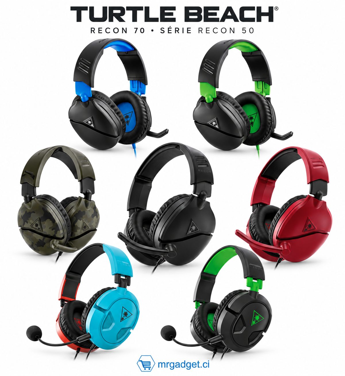 Turtle Beach Recon 70 & Recon 50 / 50P / 50X – Casque Gaming Filaire avec Micro, Jack 3,5 mm – PS4, PS5, Nintendo Switch, PC et Xbox One / Series X|S – Plusieurs Coloris