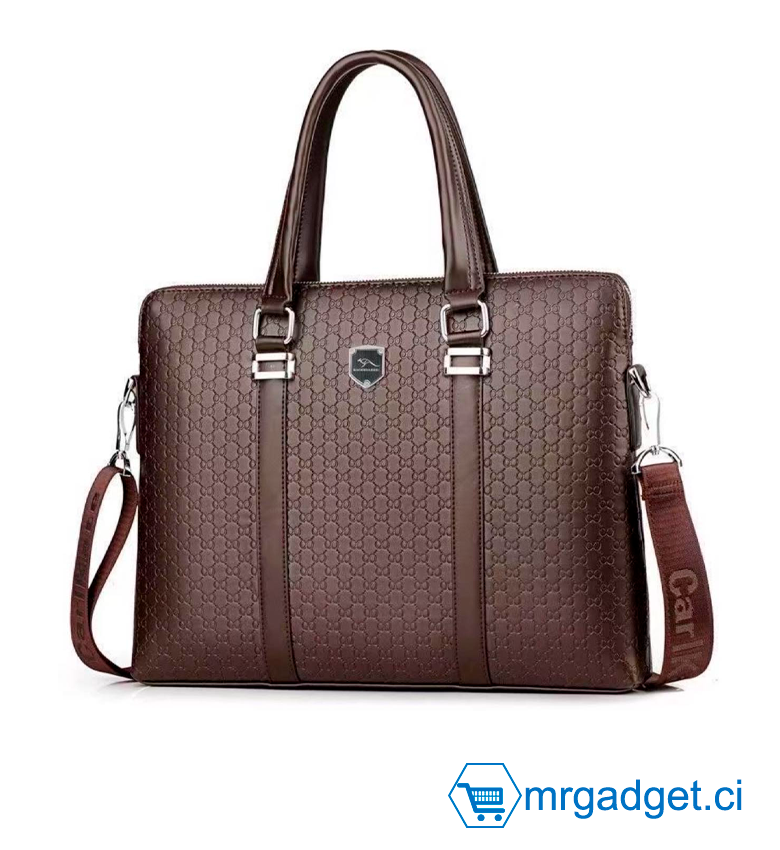 Sacoche en Cuir 14" pour Homme - Compatible Ordinateur Portable 13-15", MacBook Pro/Air, iPad Pro 12,9", Marron