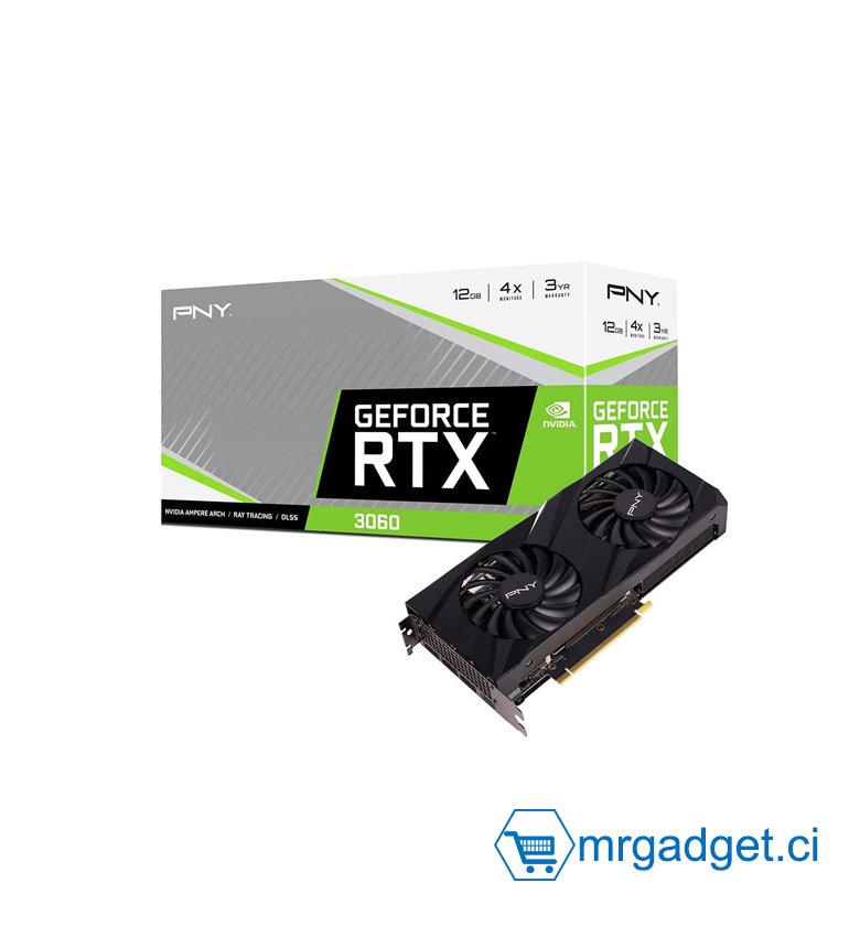 PNY GeForce RTX 3060 12GB  Carte Graphique VERTO Dual Fan Graphics Card