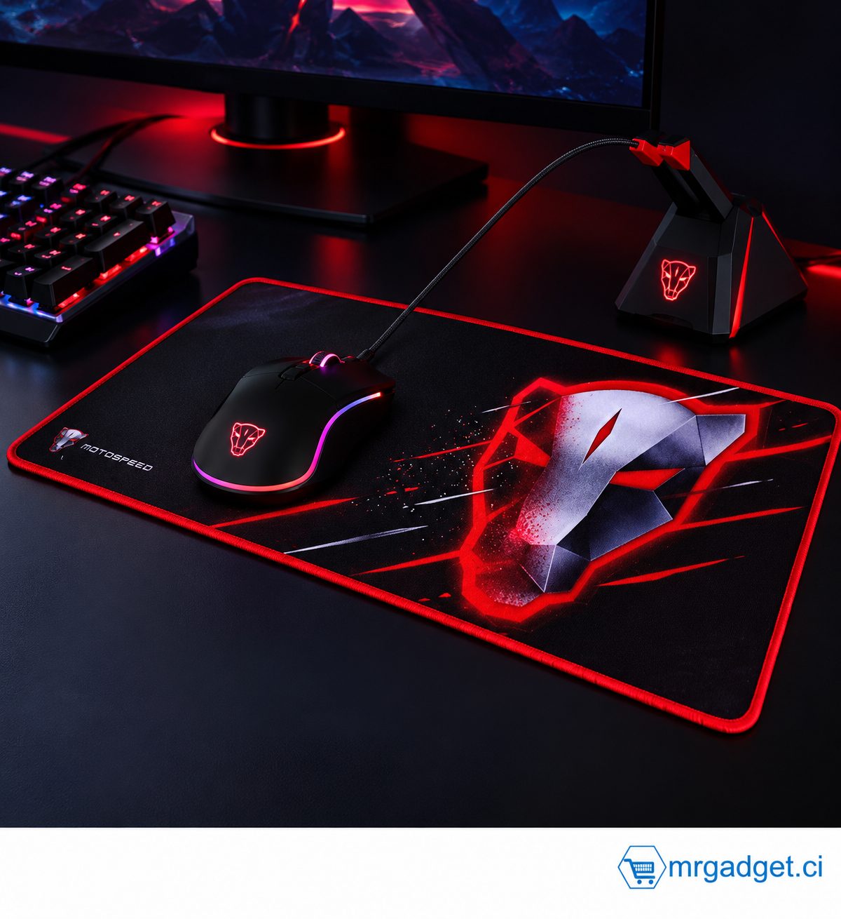 Tapis de souris et clavier Gamer/Gaming Motospeed P60 – Grand format 80 × 30,5 cm