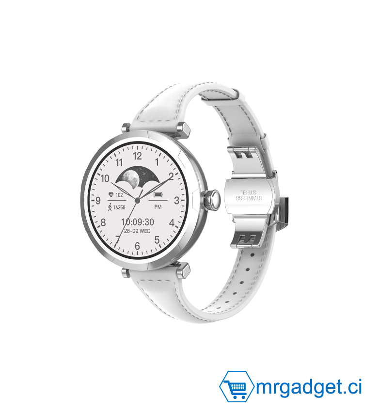 Montre connectée LDNIO SW02 Femme : Écran AMOLED (1.19"), appels Bluetooth, suivi santé/activité, étanche IP68. Compatible Android - Gris