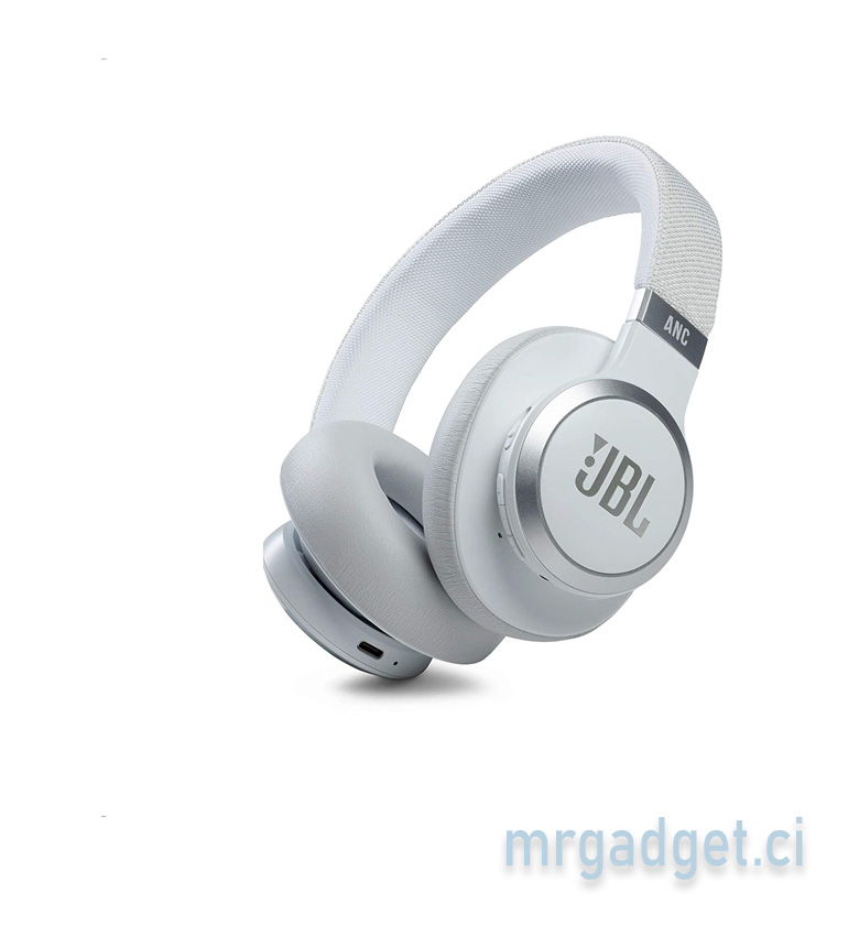 JBL Live 660NC - Casque Bluetooth supra-auriculaire avec réduction de bruit, jusqu'à 50h d'autonomie, Blanc