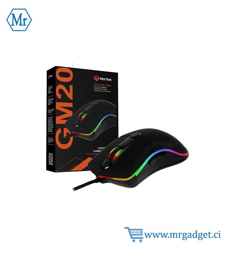 Meetion GM20 - Souris Gaming Filaire RGB - 6 boutons  programmables