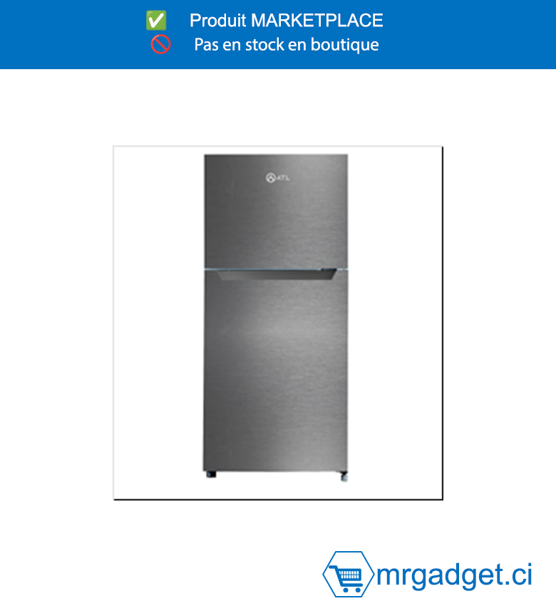 Réfrigérateur ATL 112L Double Porte - Design Compact Inox & Silver - Petit Réfrigérateur avec Congélateur Haut - Économe & Silencieux  - Modèle ATL-2D140