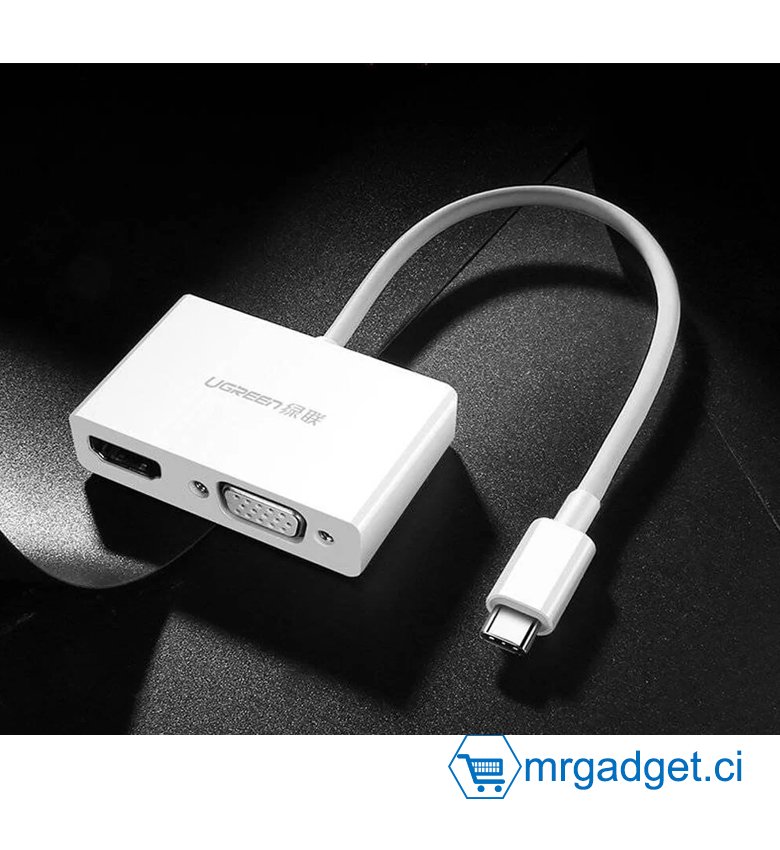 Ugreen Convertisseur USB-C vers  HDMI/VGA  - Blanc  #10002