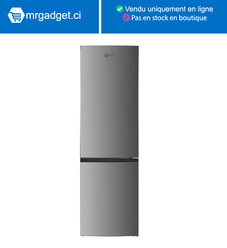 REFRIGERATEUR ATL COMBINE TOTAL NO FROST 03 TIRROIRS/ 252L/ 02 PORTES/ INOX&SILVER