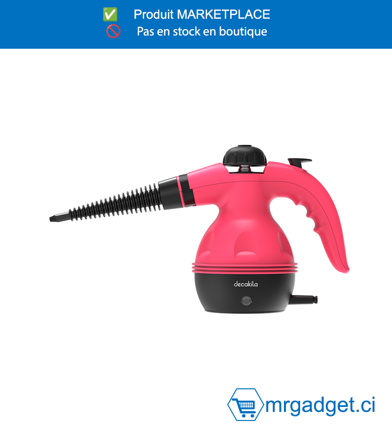DECAKILA- KEEN004P- NETTOYEUR A VAPEUR  1000W ,Avec fonction d'arrêt automatique  Temps de chauffage : 2 minutes Temps  d'utilisation : 10 minutes Pression : 3,0 bar  Avec 1 brosse Avec 1 tasse à mesurer