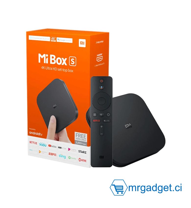 Mi Box S TV  S 4K Ultra HD Streaming Media Player Android 8.1 Connexion sans Fil Stable Rapide Version Mondiale Audio Premium