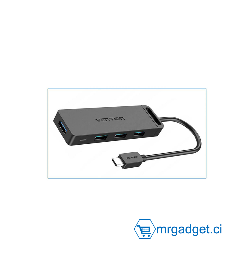 VENTION TGKBB - Hub USB – Répartiteur multi-ports USB ultra fin, adaptateur hub multiport USB 3.0