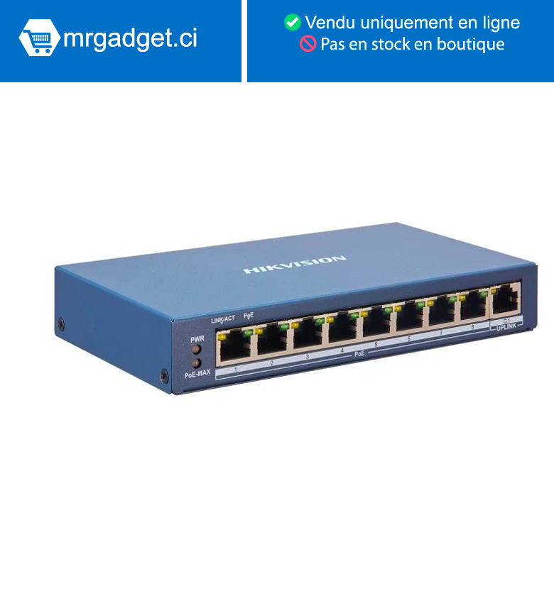 Hikvision DS-3E1309P-EI(O-STD) Smart Managed Series Commutateur Ethernet PoE à 8 ports 100 Mbps