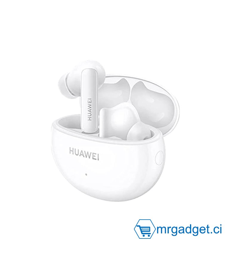 HUAWEI FreeBuds 5i TWS Ecouteurs Bluetooth sans Fil,Son certifié Hi-Resolution,Reduction du Bruit Active multimode jusqu'à 42dB,Charge Rapide 4 Heures d'autonomie en 15 Minutes,IP54,iOS & Android,Blanc