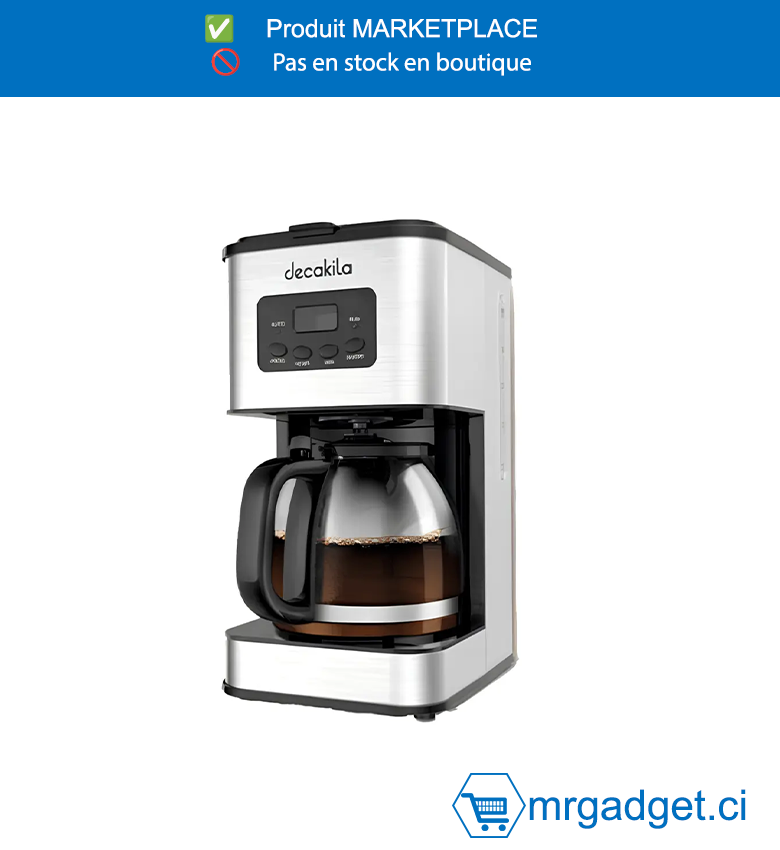 DECAKILA- KECF008M- MACHINE A CAFE 1.5 L/  900W (12 TASSES) ,marche-arrêt, programme, minute, heure 30  secondes, fonction anti-goutte L'entonnoir peut  être retiré verticalement.