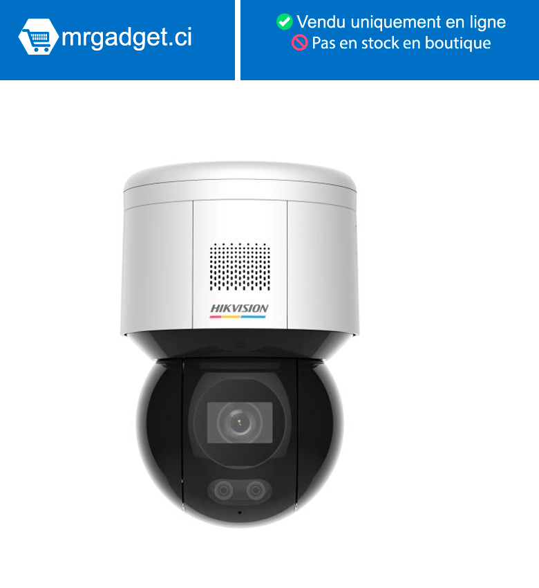 Hikvision DS-2DE3A400BW-DE(F1)(T5) Caméra de surveillance rotative ColorVu 4MP H265+ vision couleur de nuit 30 mètres et microphone intégré