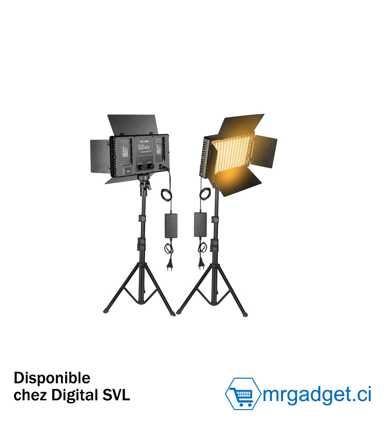Lampe - Lumière de studio photo LED U800 pour éclairage vidéo en direct de jeu Lampe 50 W (3200-5500 K ) - éclairage Blanc & chaud - Branchement Secteur avec 2 slots batteries (vendu séparément ) - fourni avec Trepied  - MT-75