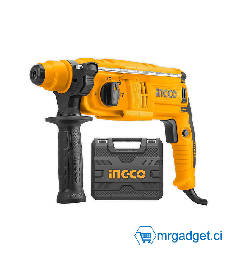 INGCO RGH6528 - Marteau Perforateur Filaire 650W - Emmanchement SDS Plus - Capacité Béton 22mm - Force de Frappe 1.7J - Livré en Coffret avec Accessoires - Idéal Petits Travaux de Maçonnerie, Électricité et Pose de Chevilles