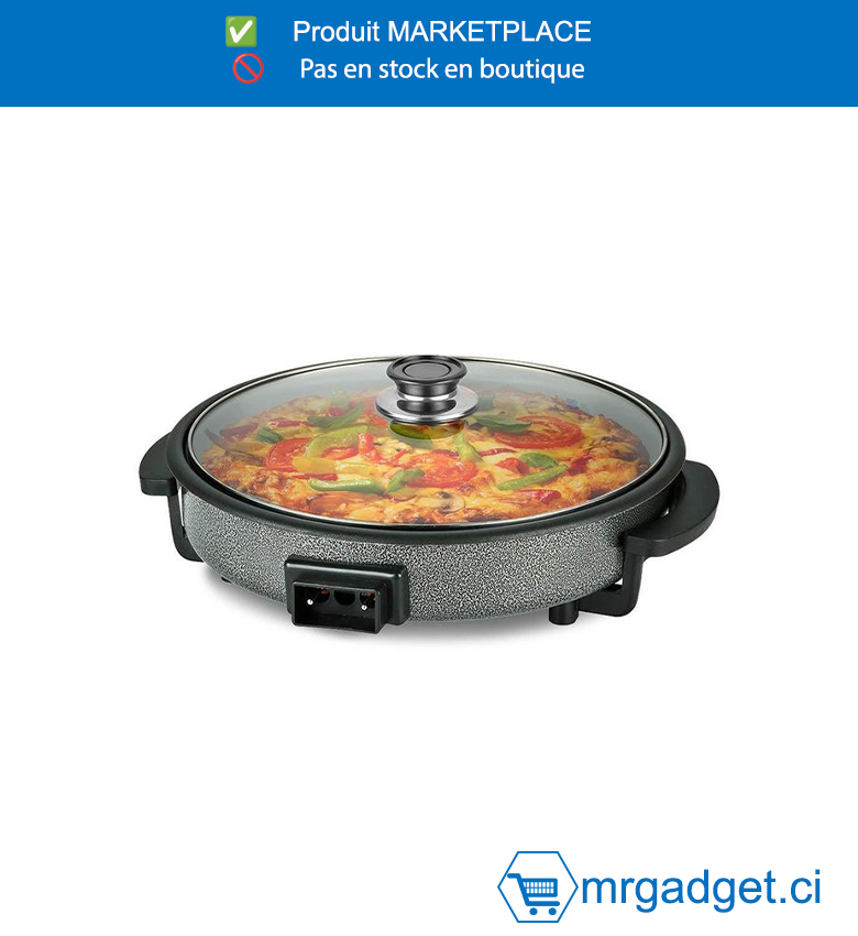 DECAKILA- KEEC052B- POELE A PIZZA ELECTRIQUE  Revêtement antiadhésif Protection contre la  surchauffe