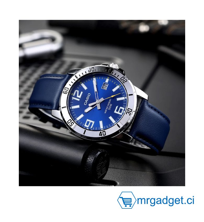 Montre à quartz Casio pour homme, affichage analogique et bracelet en cuir Mtp-Vd01L-2Bvudf