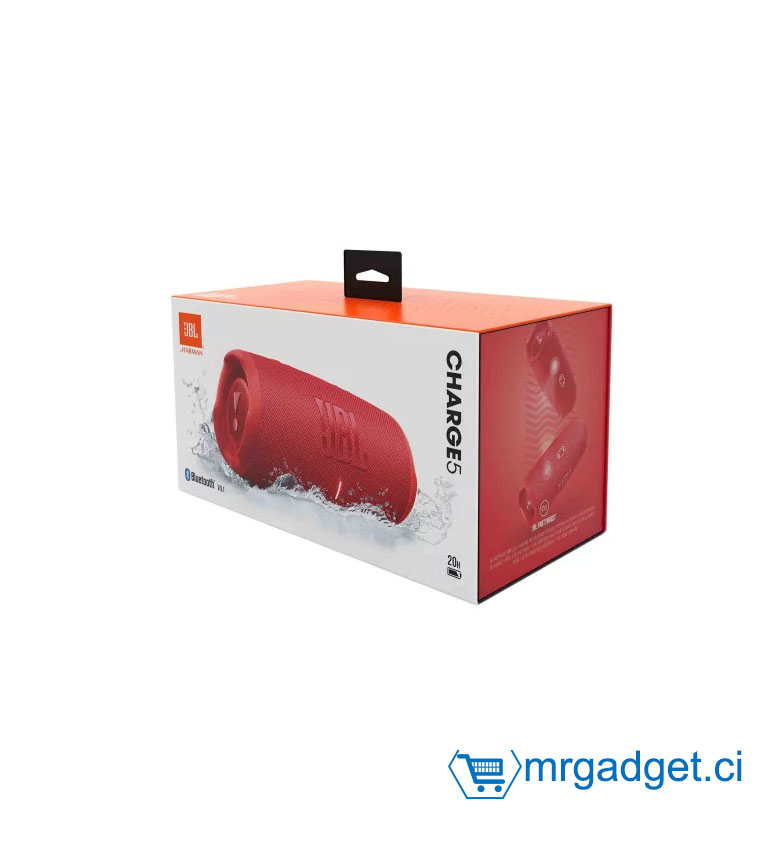 JBL Charge 5 – Enceinte Bluetooth Portable avec Powerbank Intégré, Étanche, 20h d'Autonomie – Rouge