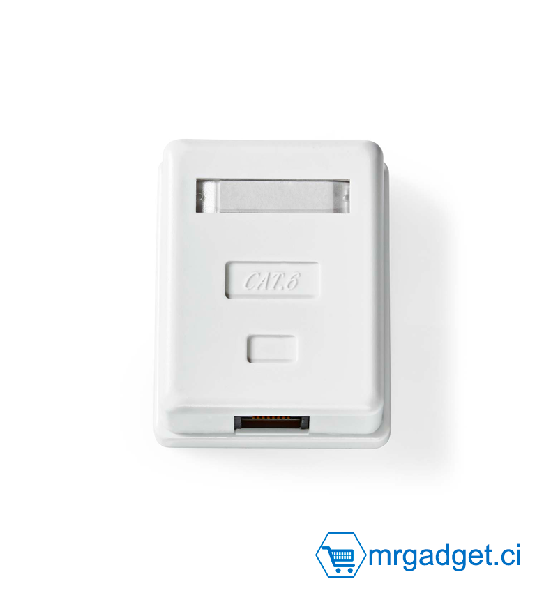 Prise Mural RJ45 UTP - Apparent - 1 Port - Boîte murale réseau  Montage en surface - 1-Port port(s) - UTP CAT6 - Droit  Femelle - Plaqué or - ABS - Blanc