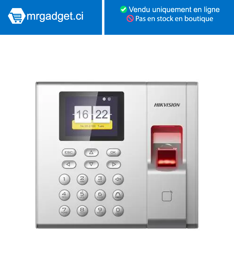 HIKVISION DS-K1T8003MF - Pointeuse - Contrôle accès - Authentification par Empreinte, code, carte RFID/MiFare