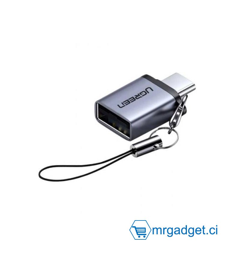 UGREEN Adaptateur Otg USB C vers USB 3.0 A Adaptateur Type C Mâle vers USB 3.0 A Femelle Convertisseur Thunderbolt Porte-clés Compatible avec iPad Pro 2021 MacBook Samsung Note20 Ultra S21+ Huawei P40 Xiaomi 11 (Gris)  #10033