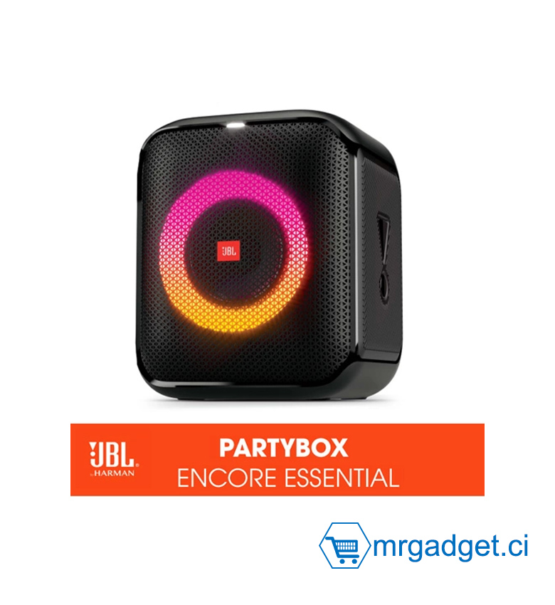 JBL PartyBox Encore Essential – Enceinte DJ Bluetooth avec Effets Lumineux – Noir (Micro Non Inclus)