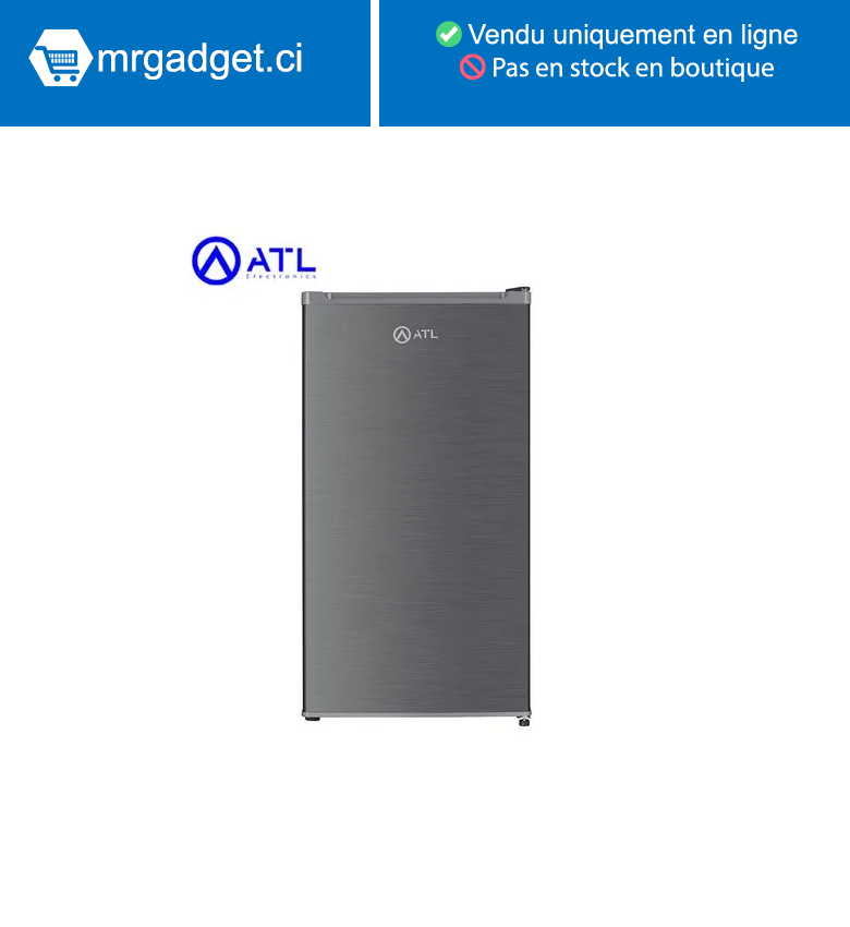 Réfrigérateur ATL – 90L – 01 porte – inox gris