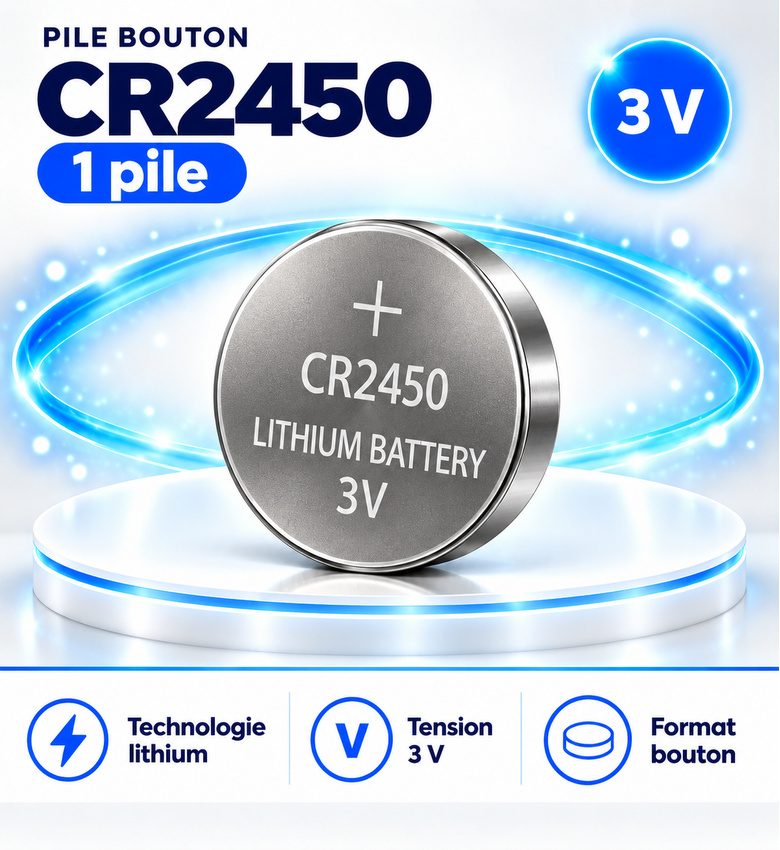 Pile CR2450 - 1 – Pile bouton lithium 3V pour capteurs et appareils électroniques