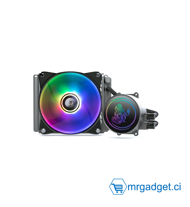 Kit Watercooling AIO 120 mm ARGB - Compatible AMD et Intel, Installation Facile, Noir