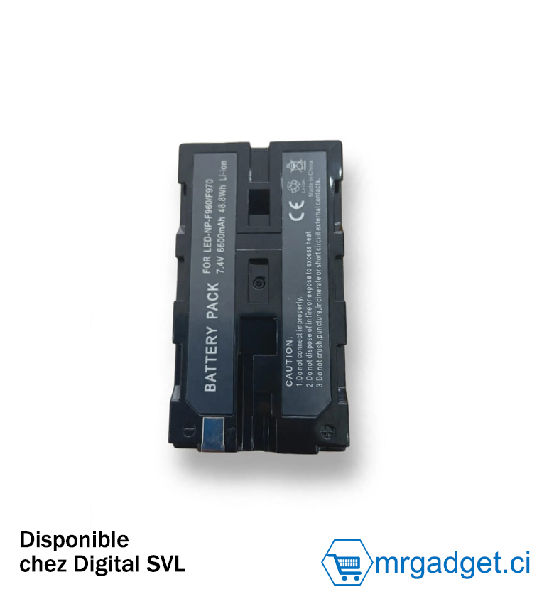 Batterie Rechargeable Li-ion NP-F970 6600mAh 48.8Wh – pour Écran et Caméra LED