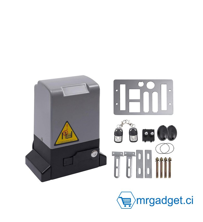 Machine pour portail coulissant - 2000Kg - Rail 1m*4 - 2 télécommandes - 2 capteurs  - Batterie intégrée - Connectivité Wifi & Bluetooth