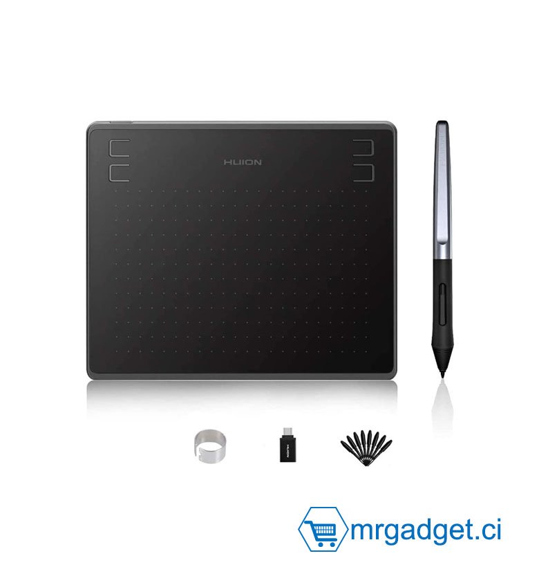 HUION Tablette Graphique HS64 8192 Niveaux Pression Tablette Graphique sans Batterie 6 '' avec Quatre Touches de Pression supporte Les systèmes d'exploitation Android 6.0 en Plus de Windows et macOS