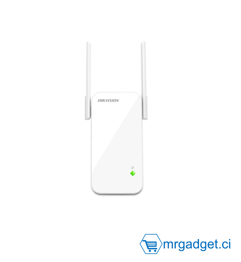 Répéteur Wi-Fi - Hikvision DS-3WRE3N Répéteur Wi-Fi N300 2.4 GHz – Amplificateur de Signal WiFi, Extendeur de Portée Sans Fil IEEE 802.11b/g/n, Double Antenne 3 dBi, Configuration WPS, Compatible Tous Routeurs