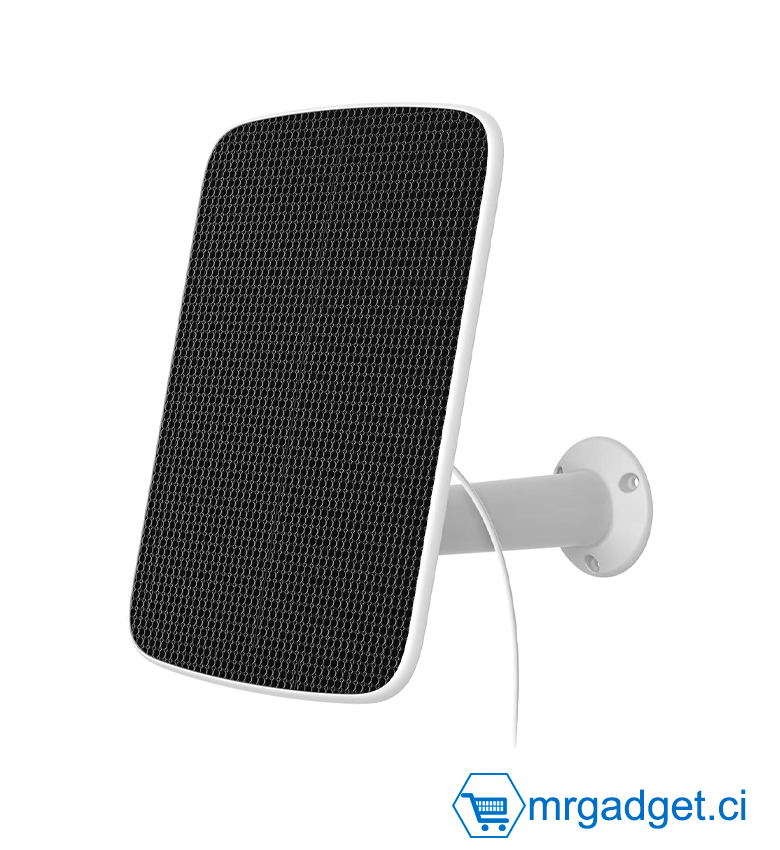 EZVIZ Panneau Solaire E avec Interface de Type C et Micro USB pour Caméra Surveillance sur Batterie EZVIZ EB8, CB8, BC1C, CB3, BC1, IP65 Étanche, 6.18W, 6V, Montage Réglable avec Câble de 4 Mètres