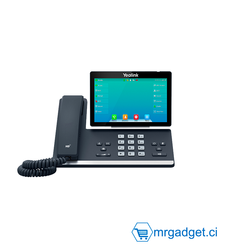 Yealink T57W -Téléphone IP, téléphone professionnel , 16 comptes VoIP. Écran tactile couleur réglable de 7 pouces. USB 2.0, Wi-Fi 802.11ac, Gigabit Ethernet double port, PoE 802.3af, adaptateur secteur non inclus (SIP-T57W)