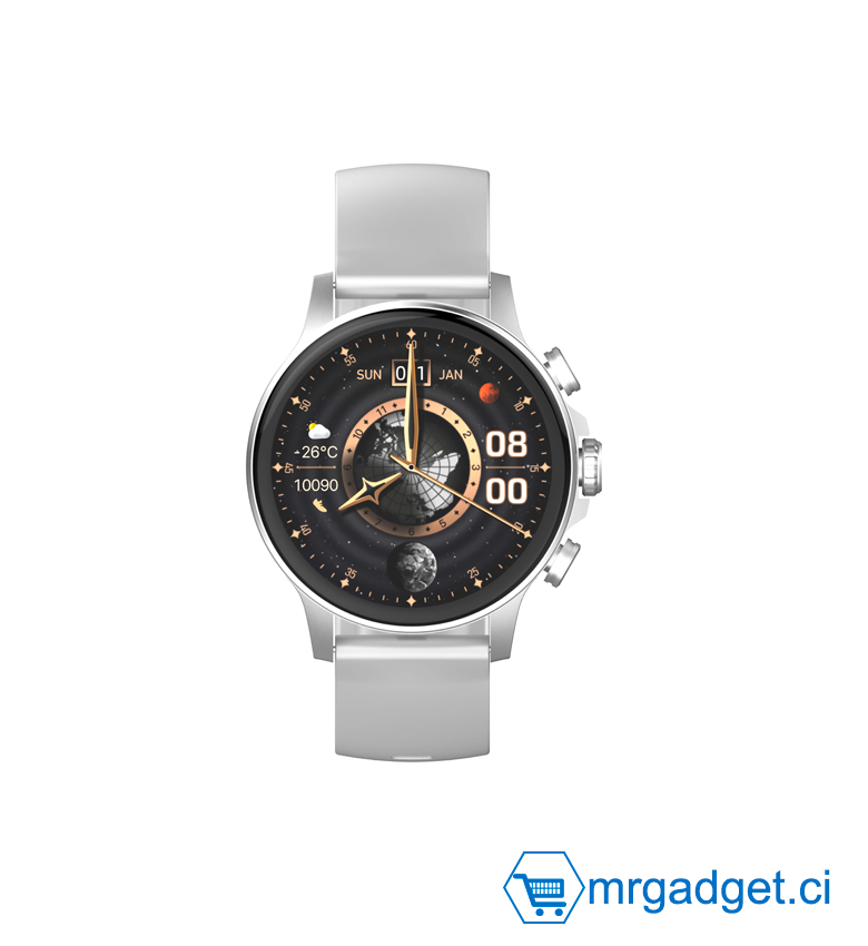 Montre connectée TWS avec écran AMOLED - LDNIO SW01, appels, notifications (réveil, calendrier). Bracelet silicone, étanche IP68, compatible Android - Gris