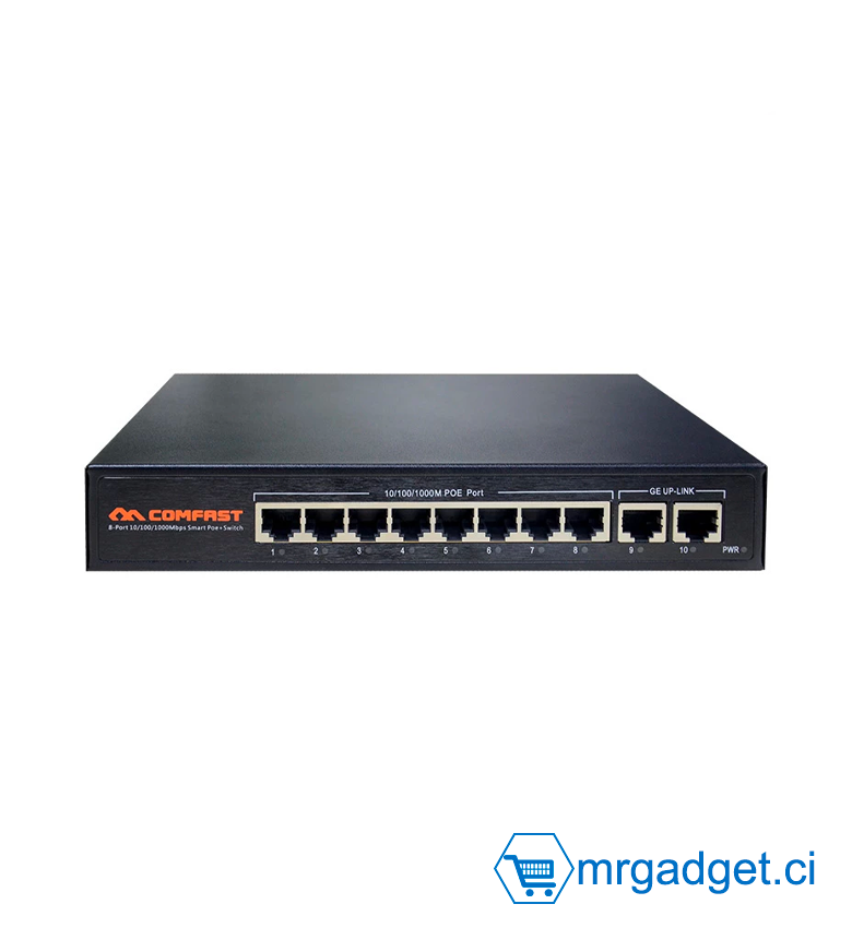 COMFAST CF-SG181P - Switch 10 Ports - 8 Ports POE 10/100Mbps - 2 Ports Gigabit - Non Manageable
