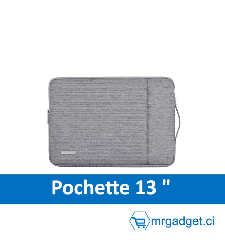 Housse PC  - Pochette de Ordinateur Portable et Mac  imperméable - 13" & 14" Gris