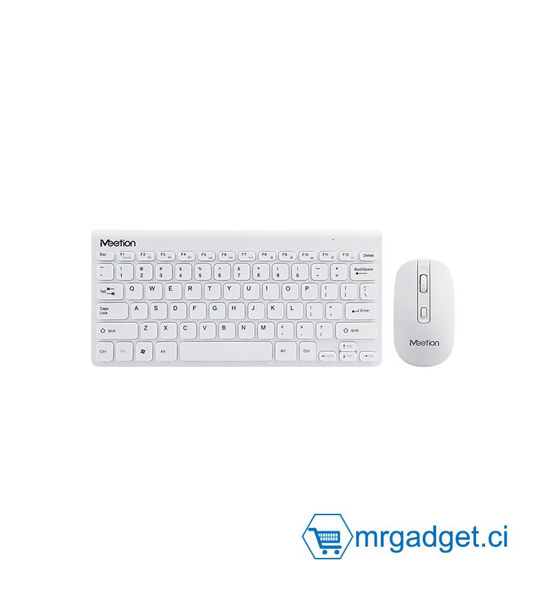 Meetion Mini4000  Slim- Ensemble Mini clavier et souris sans fil - Compatible Windows / MAC - BLANC