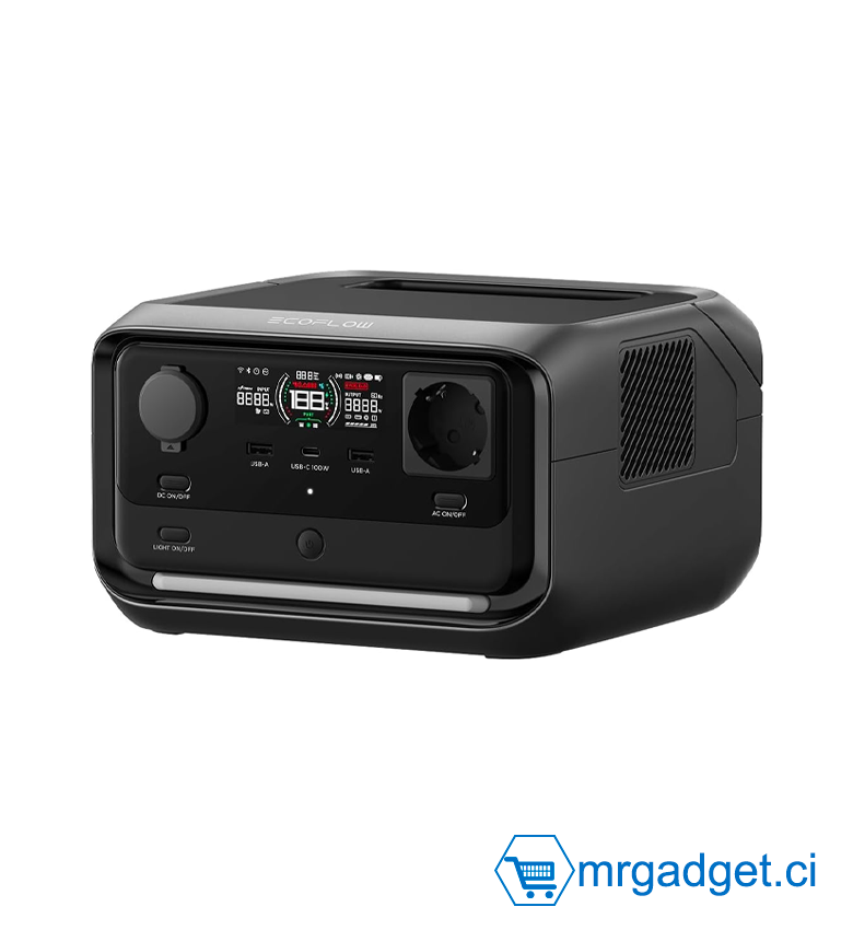 EcoFlow RIVER 3 Plus Station électrique portable, batterie LFP 286Wh, sortie 1200W, autonomie 16h pour appareils <100W, extensible à 858Wh, UPS<10 ms, générateur solaire pour camping et camping-car