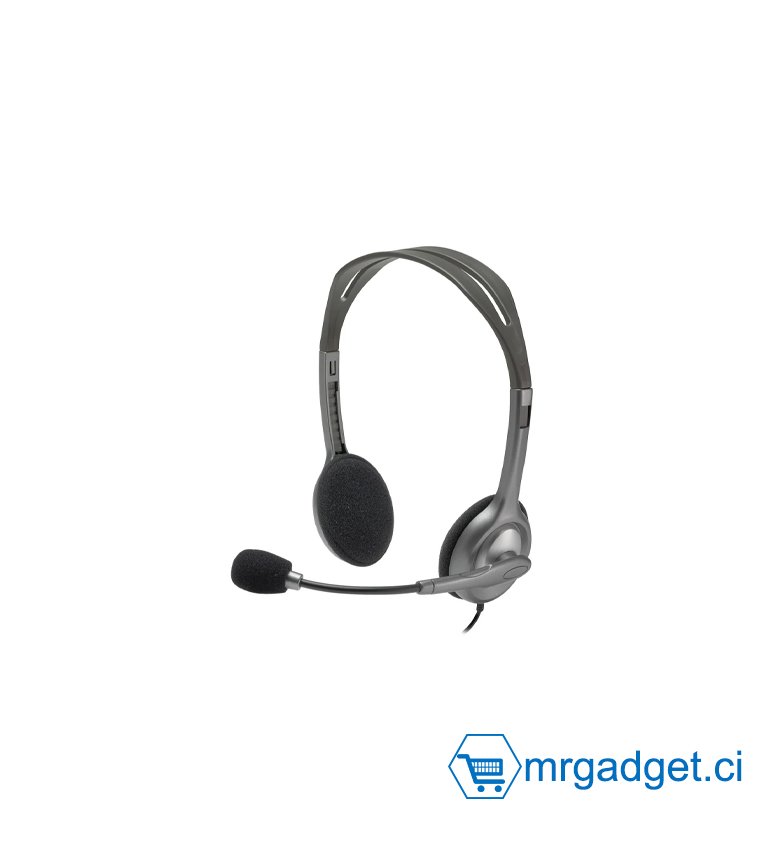 Logitech H110 Casque Filaire, Ecouteurs Stéréo avec Micro Anti-Parasite, Double Fiche Jack 3,5mm, PC/Mac/Portable - Noir