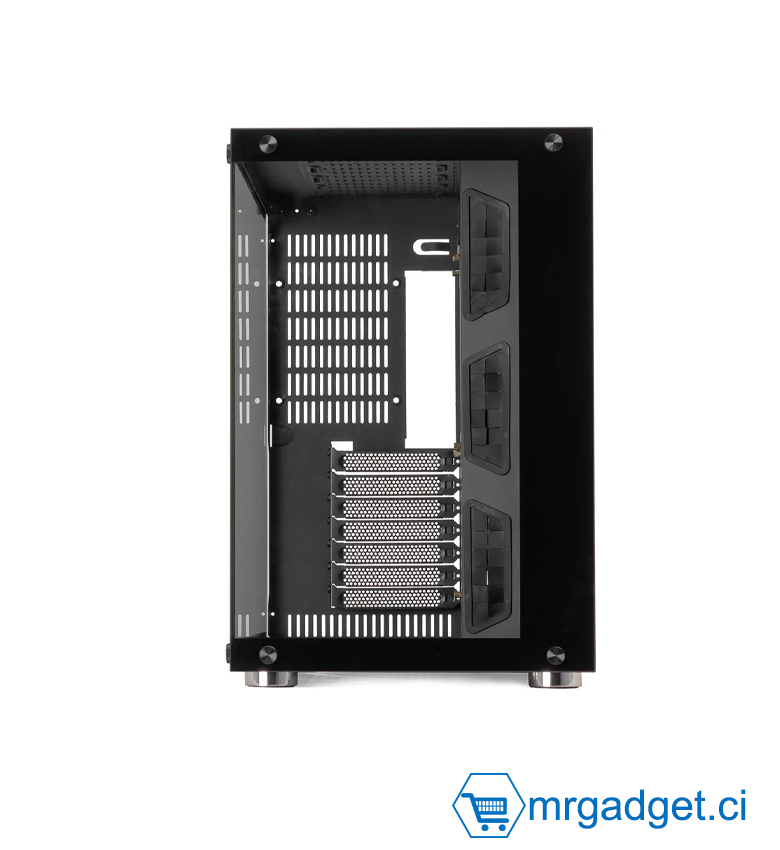 DT3sports Hyperspace Noir - Boîtier PC Gaming Moyenne Tour Dual Chamber, Verre Trempé Panoramique 270°, ATX, Watercooling 360 mm