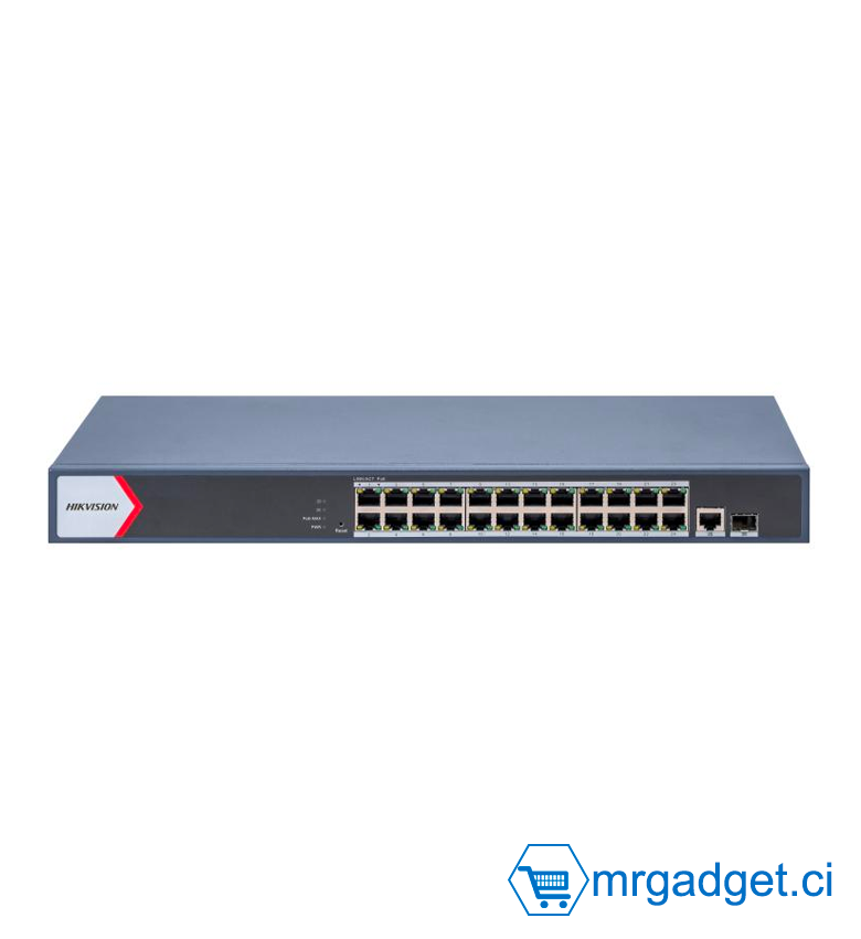 HIKVISION DS-3E1526P-EI/M - (Switch) Commutateur POE intelligent Gigabit 24 ports Gigabit PoE RJ45, 1 port Gigabit RJ45, 1 port fibre optique Gigabit