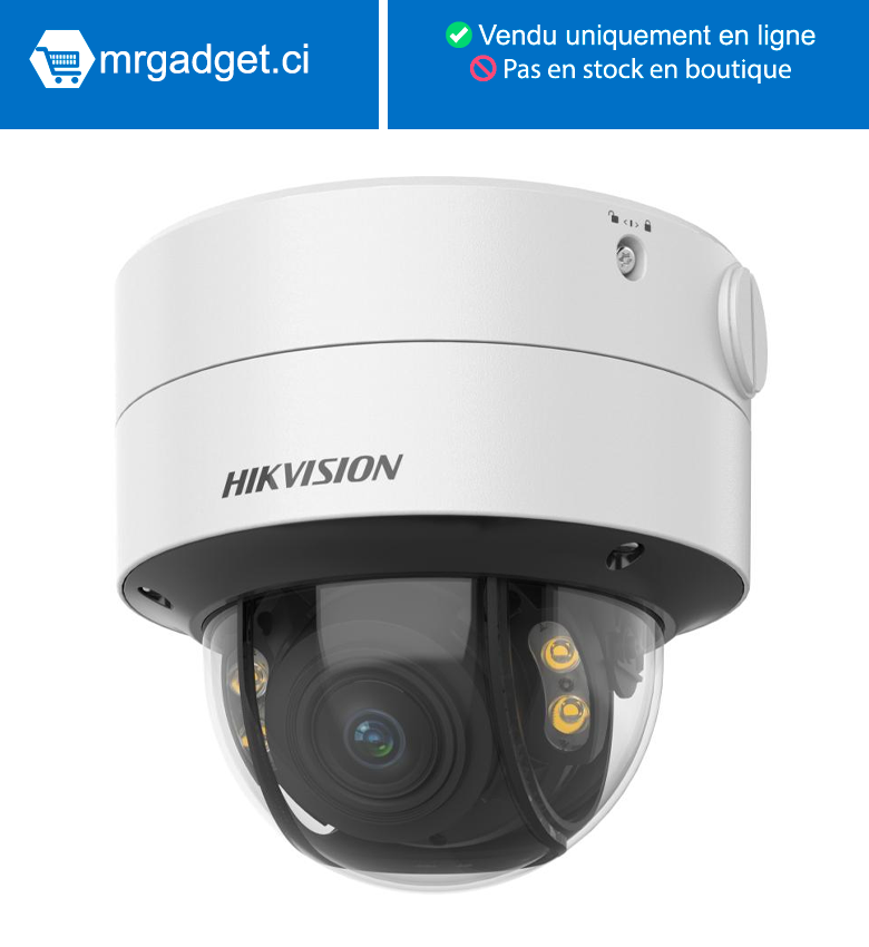Hikvision DS-2CE59DF8T-AVPZE(2.8-12mm)(O- STD) Camera Analogique - Dome ColorVu 2MP motorisée variofocale - -Résistant à l'eau et à la poussière (IP67) et anti-vandalisme (IK10)